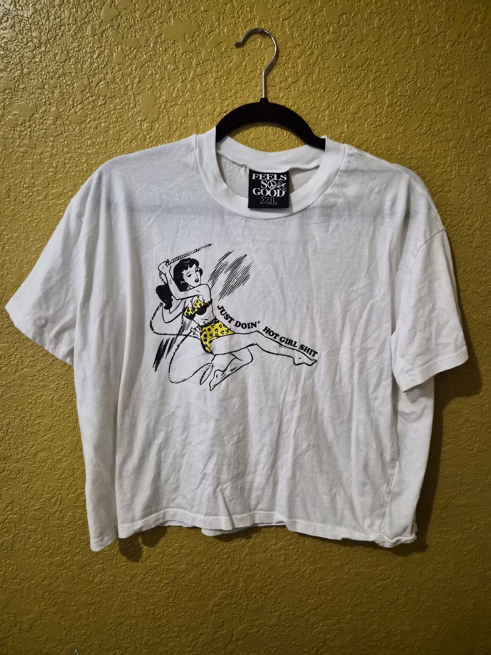 Feels So Good White Graphic Crop Top-Just Doin Hot Girl Shit